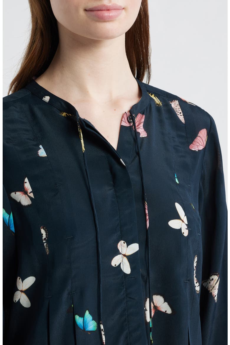 Arden Print Pleated Top, Alternate, color, BLACK BUTTERFLY