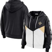 WEAR by Erin Andrews Women's WEAR by Erin Andrews Black/White New Orleans Saints Plus Size Color Block Full-Zip Hoodie