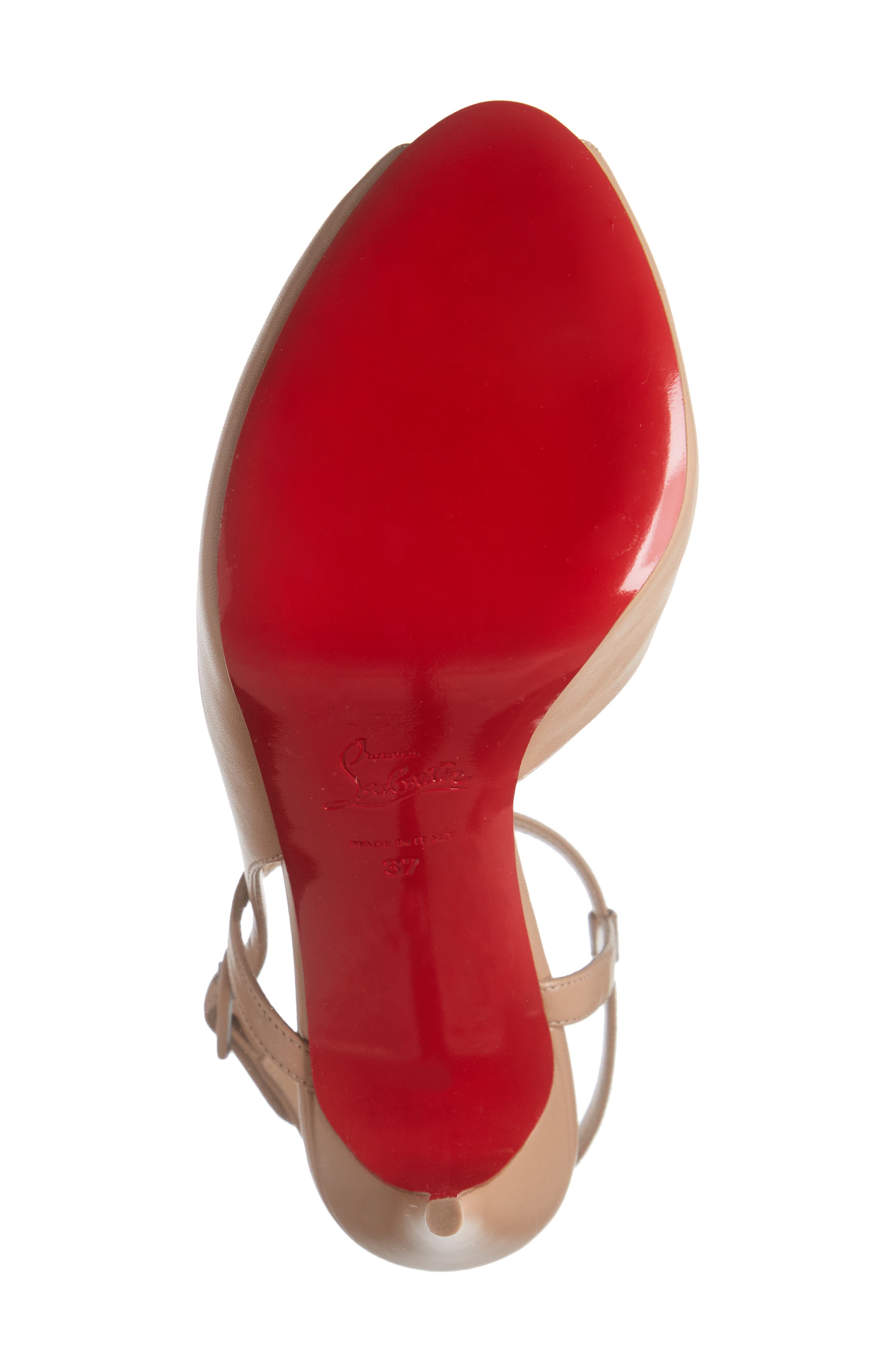 Christian Louboutin Jenlove Ankle Strap Peep Toe Stiletto, Alternate, color, Nude