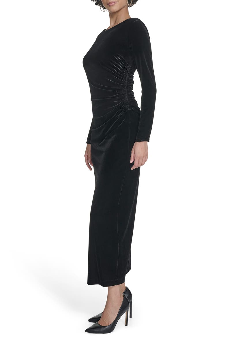 Long Sleeve Velvet Maxi Dress, Alternate, color, BLACK