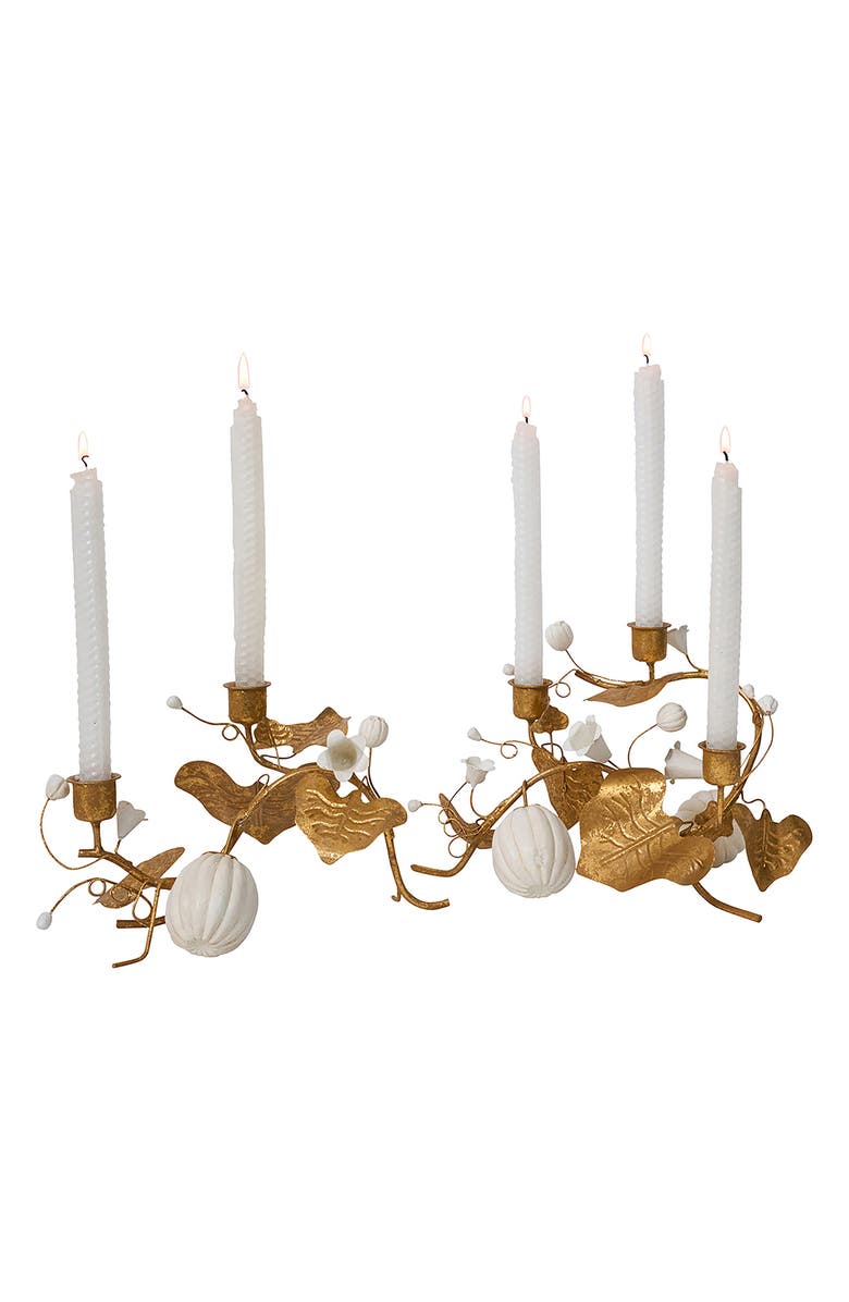 Juliska Forest Walk Pumpkin Vine Double Candleholder, Alternate, color, Gold