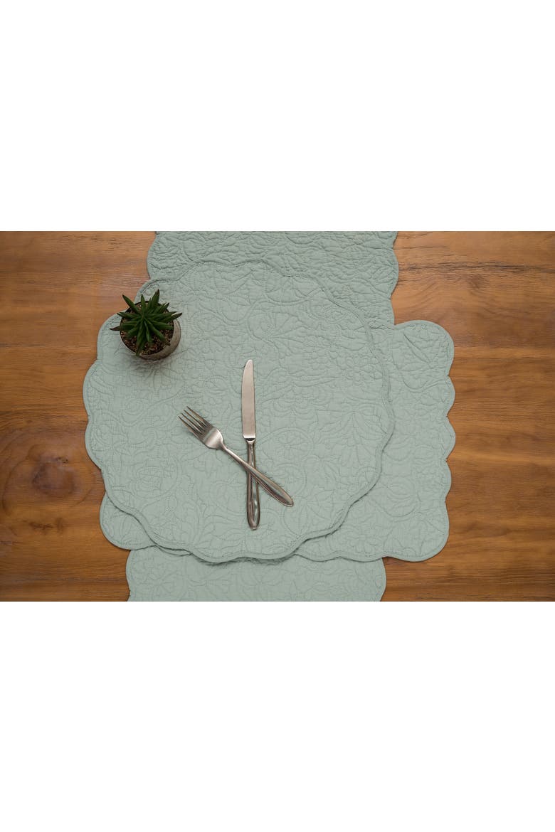 Christiana Breeze Reversible Machine Washable Round Quilt Placemats Set of 6, Alternate, color, Blue