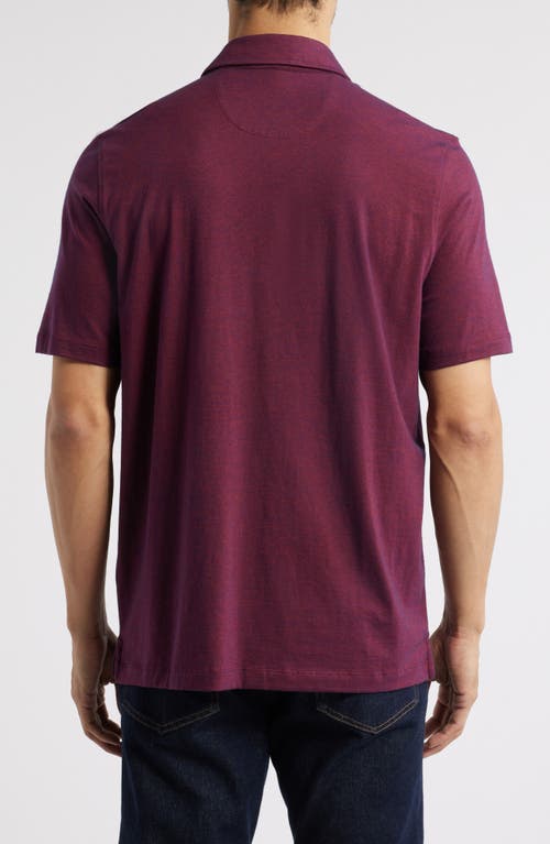Johnston & Murphy Fine Stripe Polo In Burgundy/navy