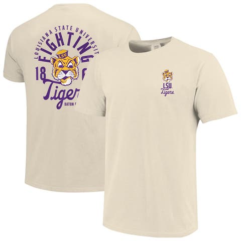 Men's Cream LSU Tigers Comfort Colors Mascot Overlay T-Shirt