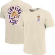 IMAGE ONE Men's Cream LSU Tigers Comfort Colors Mascot Overlay T-Shirt