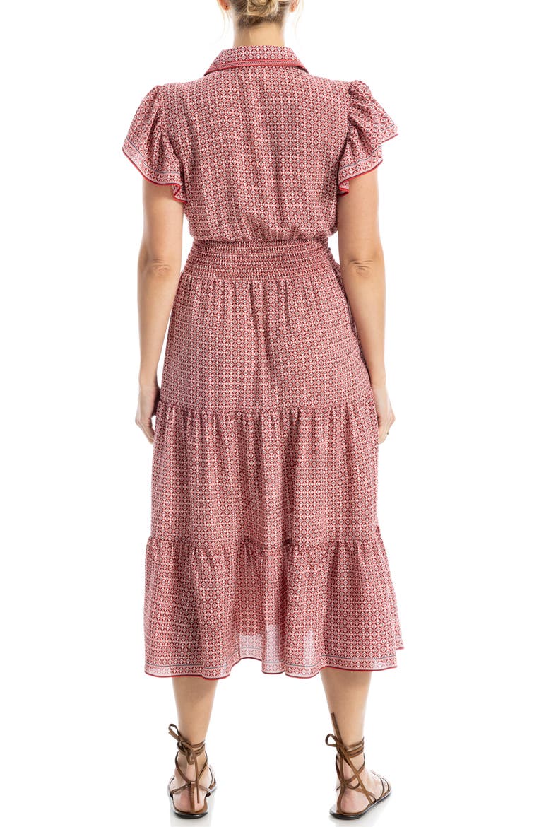 Floral Tie Front Shirtdress, Alternate, color, IVORY/ RED