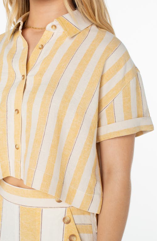 Roxy Kula Linen Blend Crop Button-up Shirt