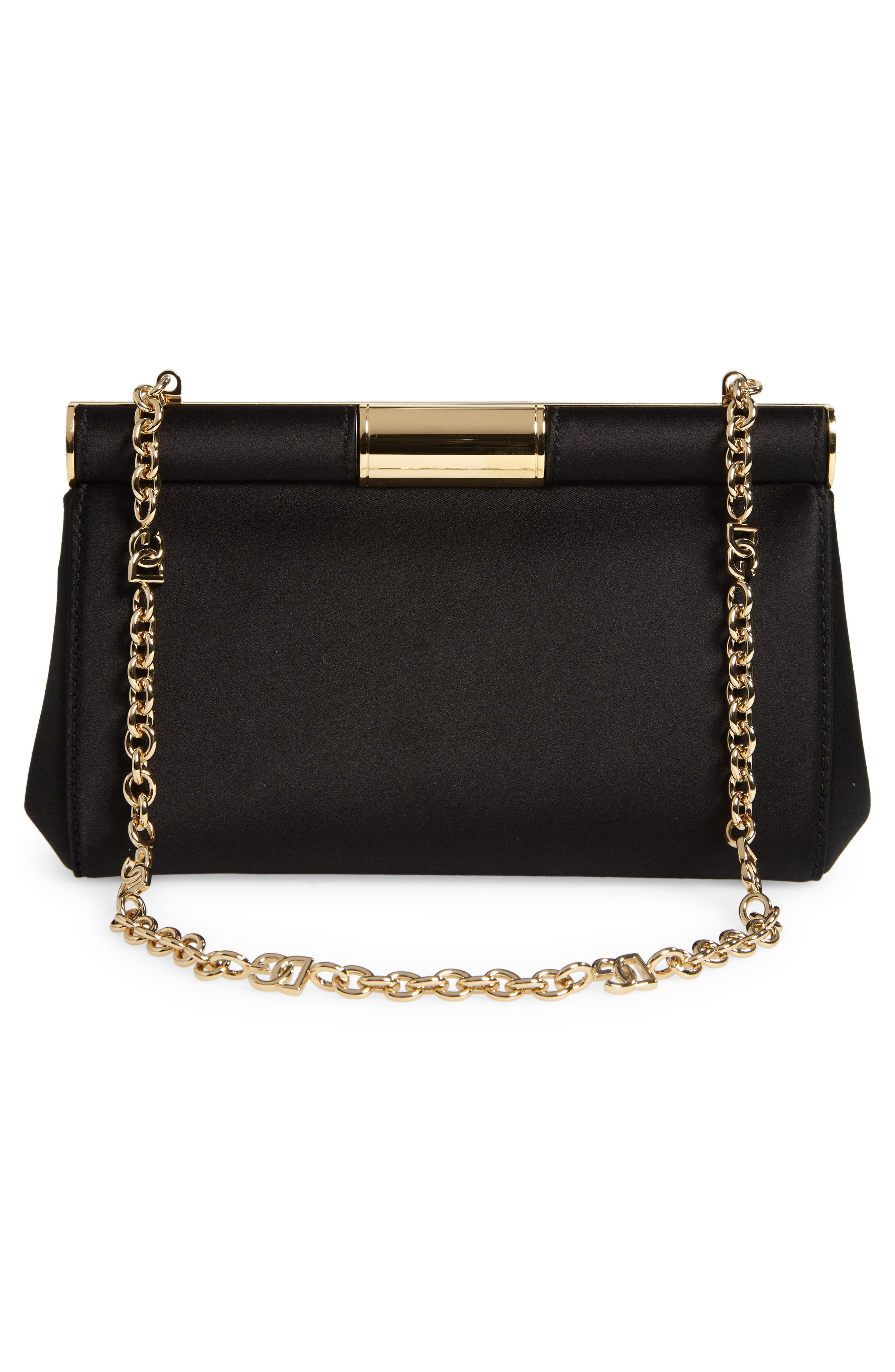 Dolce&Gabbana Small Marlene Satin Shoulder Bag, Alternate, color, Black