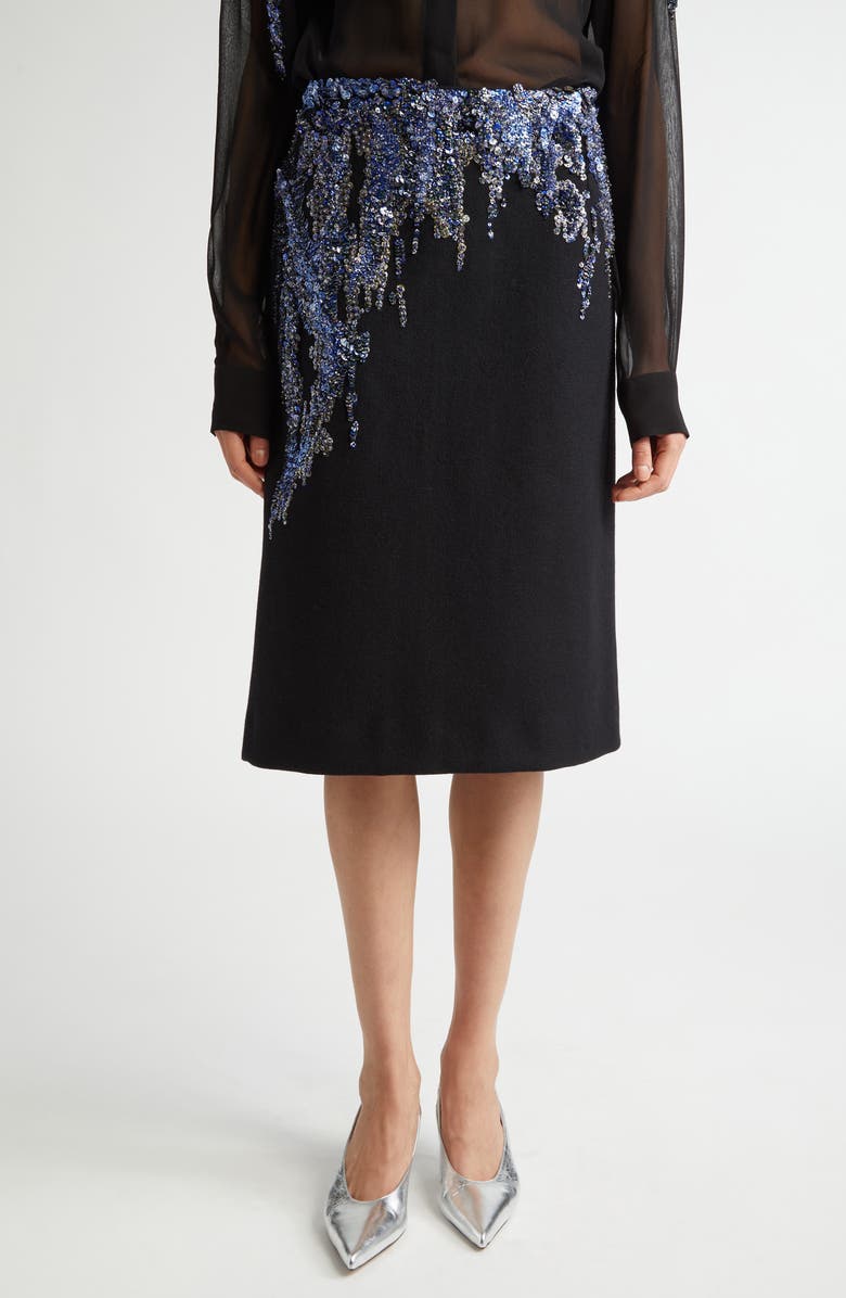 Dries Van Noten Sequin Embroidered Pencil Skirt, Main, color, Black