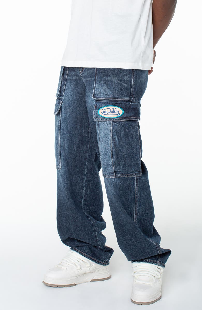 Von Dutch Outlaws Baggy Cargo Pocket Jeans, Alternate, color, Middle Moon