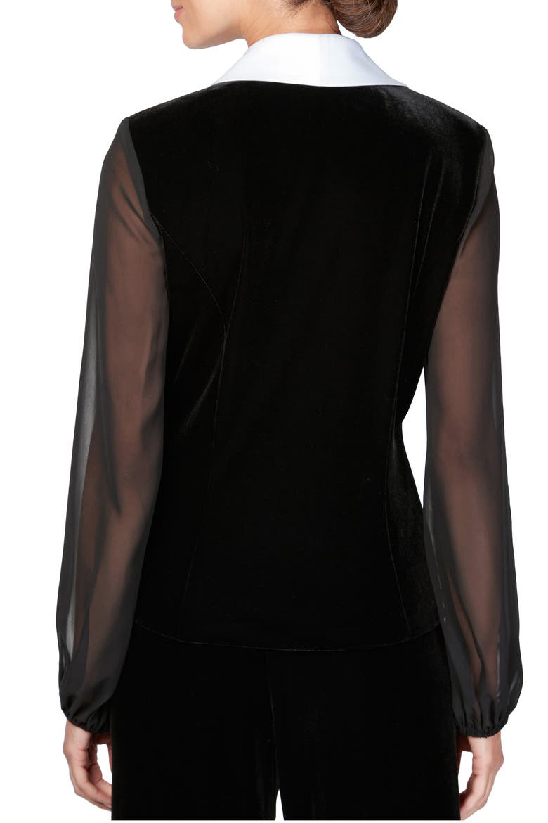 Stretch Velvet Blazer, Alternate, color, BLK WHT