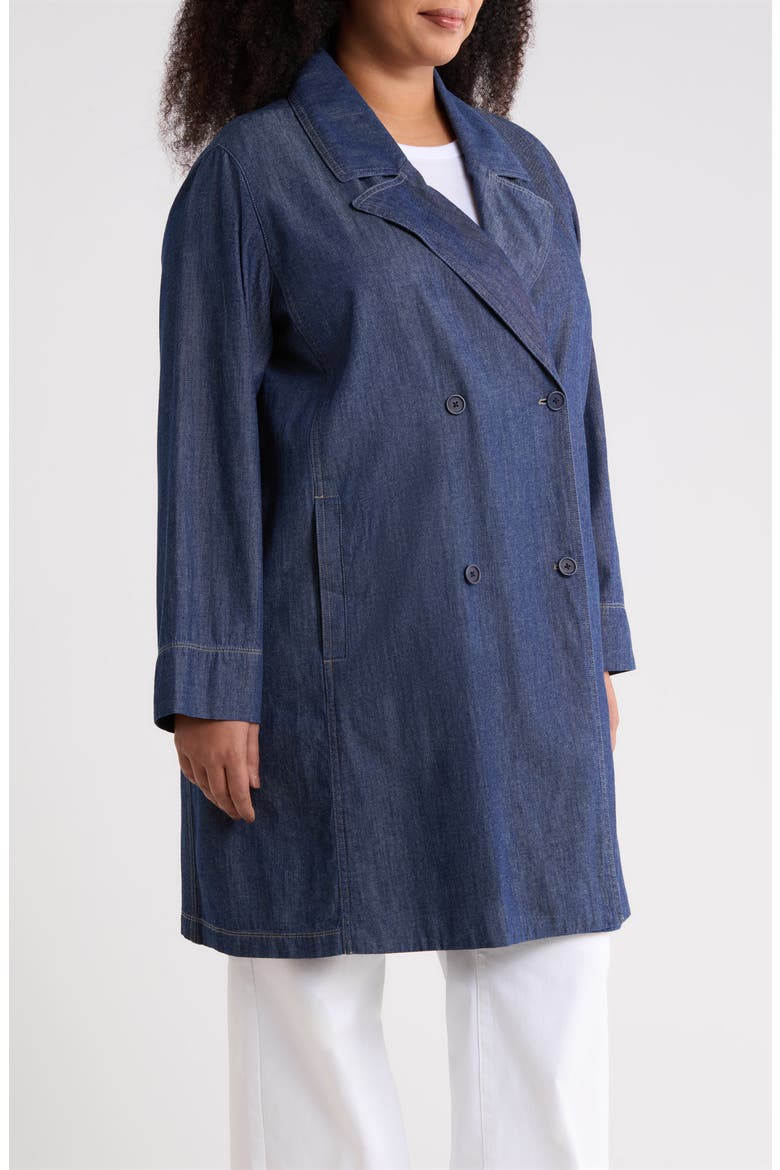 Double Breasted Denim Trench Coat, Alternate, color, DARK INDIGO