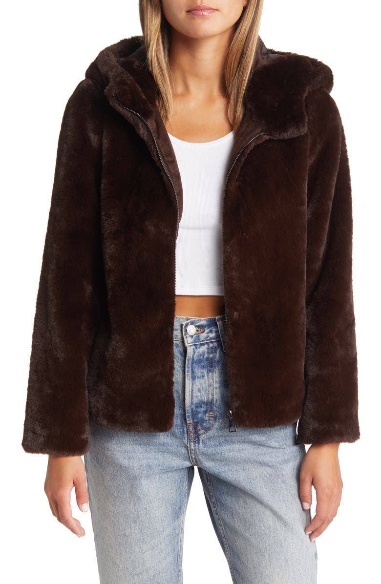 VERO MODA Sui Hooded Faux Fur Jacket, Main, color,