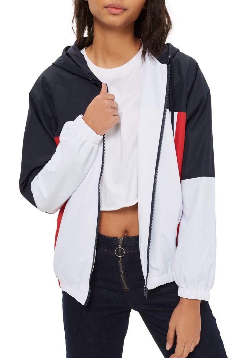 Colorblock Windbreaker Jacket, Main, color, WHITE MULTI