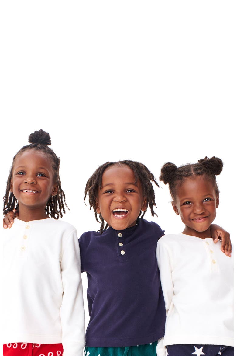 Kids Fleece Pj Henley, Alternate, color, Ivory