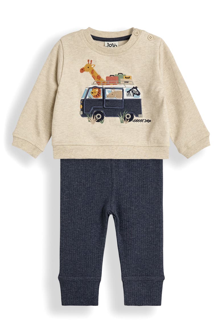 Safari Cotton Sweatshirt & Sweatpants Set, Main, color, NATURAL