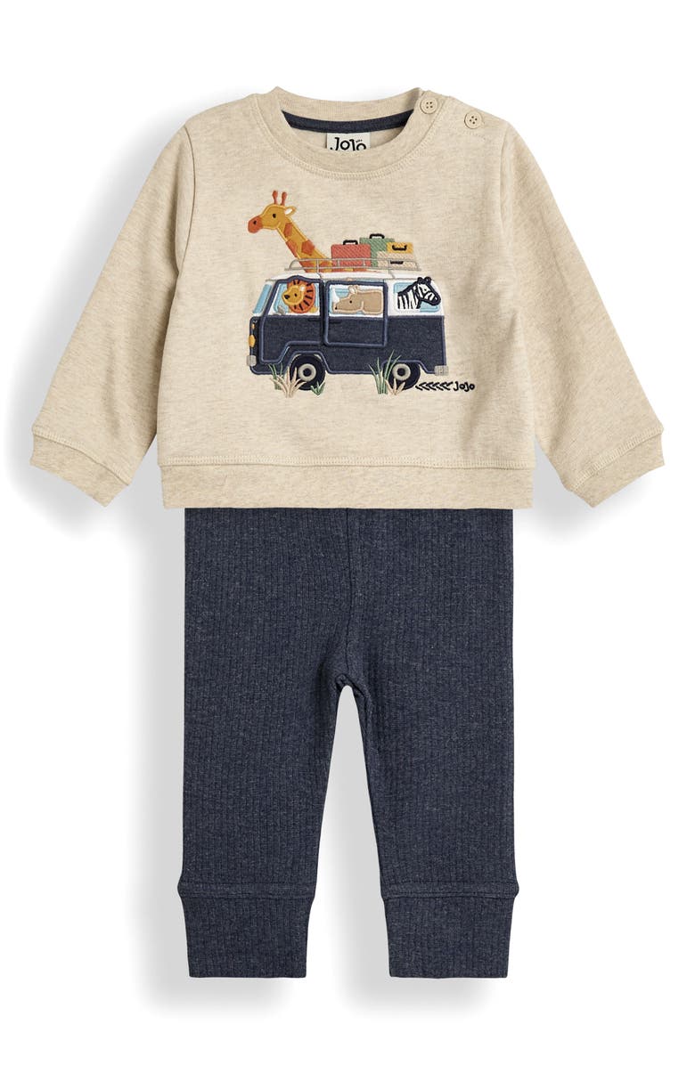 JOJO MAMAN BEBE Safari Cotton Sweatshirt & Sweatpants Set, Main, color, 