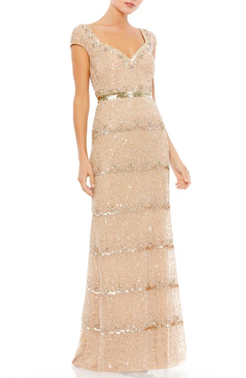 Mac Duggal Womens Embellished Formal Evening Dress In Nude
