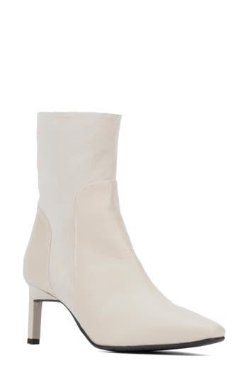 Aquatalia Rowanna Mixed Leather Stiletto Booties In White