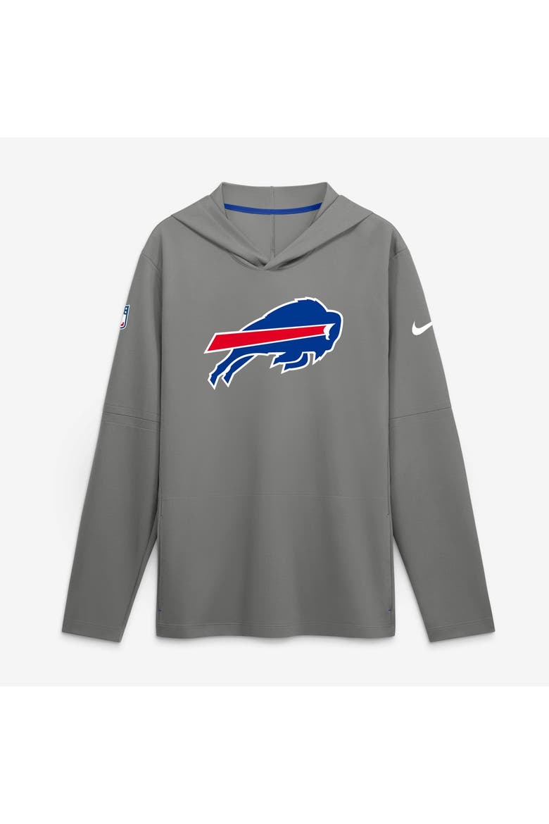 Men's Nike Gray Buffalo Bills Sideline Alternate Lightweight Long Sleeve Hooded Dri-FIT T-Shirt, Main, color, Gray