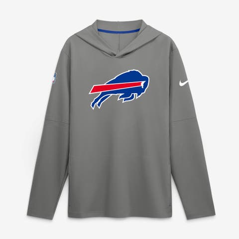 Men's Nike Gray Buffalo Bills Sideline Alternate Lightweight Long Sleeve Hooded Dri-FIT T-Shirt
