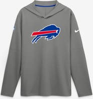 Nike Men's Nike Gray Buffalo Bills Tall Sideline Place Kicker Alternate Lightweight Hooded Long Sleeve Dri-FIT Top