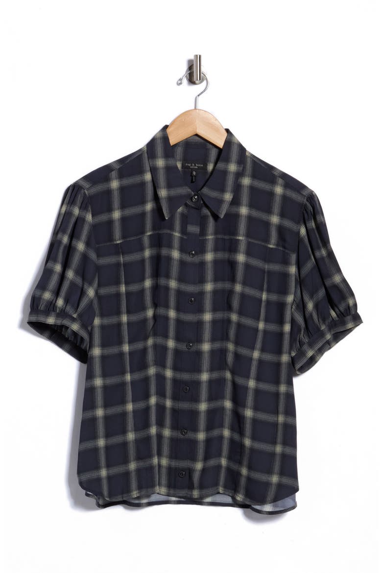 Michelle Chiffon Plaid Shirt, Main, color, FADE NAVY ML