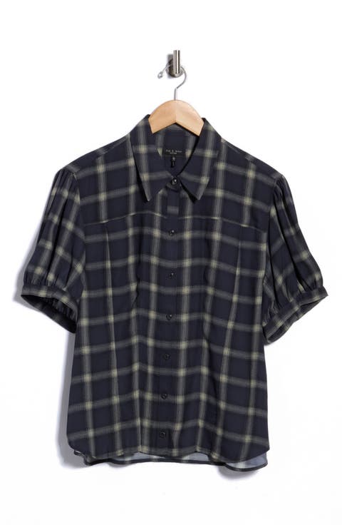 Michelle Chiffon Plaid Shirt