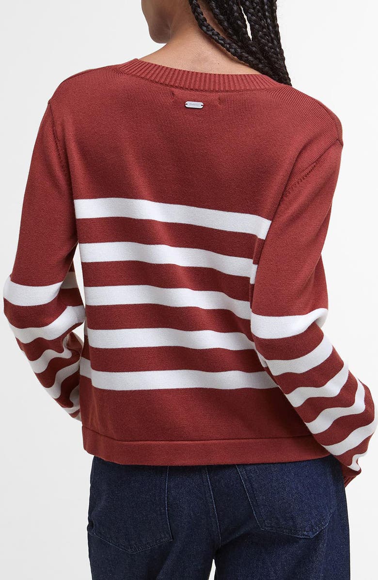 Barbour Stripe Cotton Blend Sweater, Alternate, color, Burnt Henna Stripe