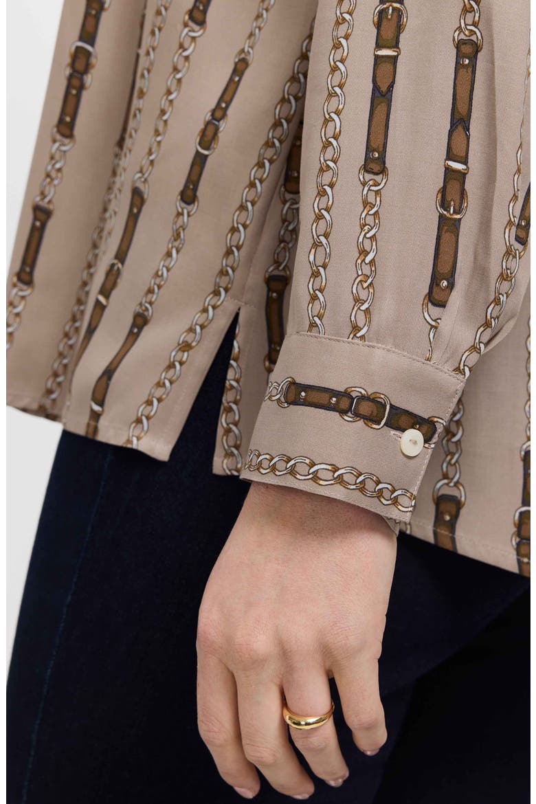 Luna Chain Stripe Button-Up Shirt, Alternate, color, BROWN MULTI