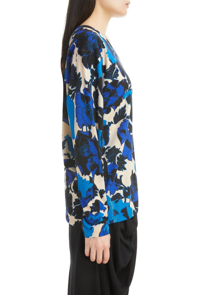 Netti Floral Print Merino Wool Sweater, Alternate, color, BLUE