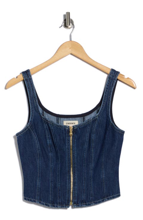 Elysia Zip Corset Denim Tank