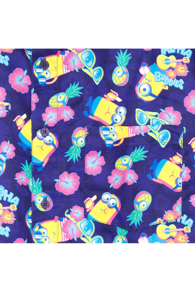 Hawaiian Short Sleeve Button Down Shirt, Alternate, color, Navy Tropical Palm