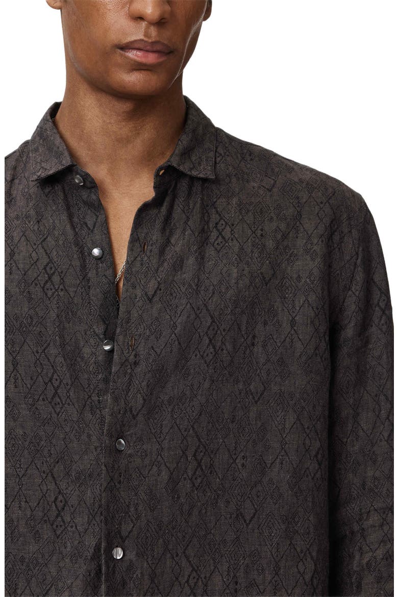 Thompsom Linen Button-Up Shirt, Alternate, color, BLACK