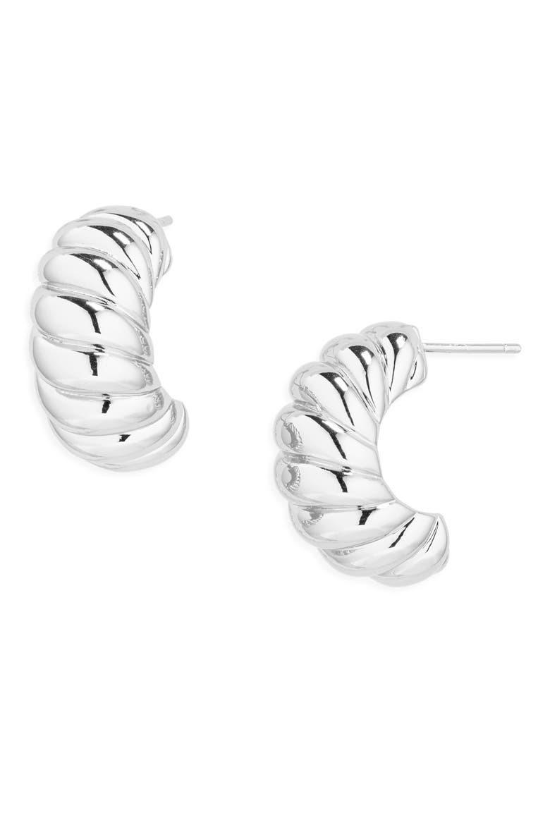 Ribbed Chunky Stud Earrings, Main, color, SILVER
