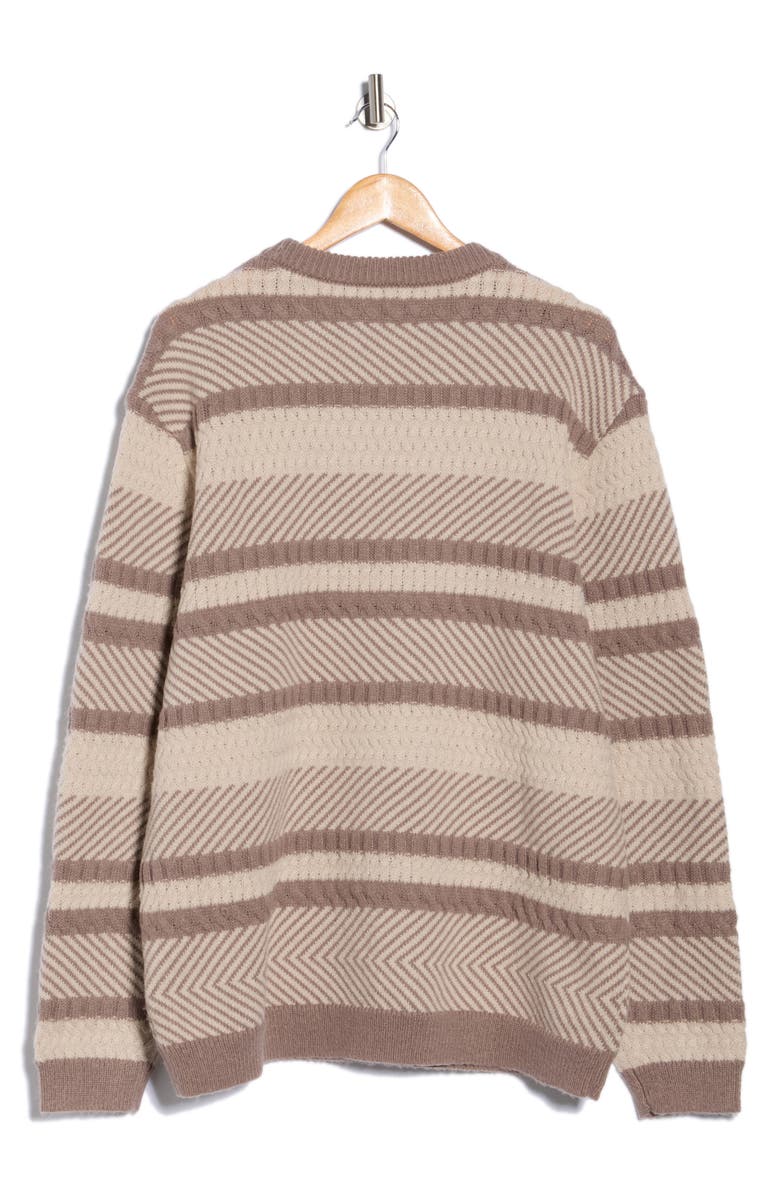 Lucky Brand Mixed Stripe Crewneck Sweater, Alternate, color, Stripe Beige
