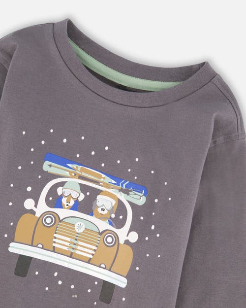 Deux Par Deux Long Sleeve Organic Cotton Jersey Tee In Gray