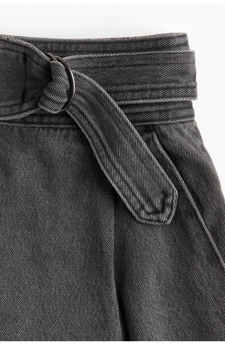 H&M Belted Denim Shorts, Alternate, color, Dark Gray