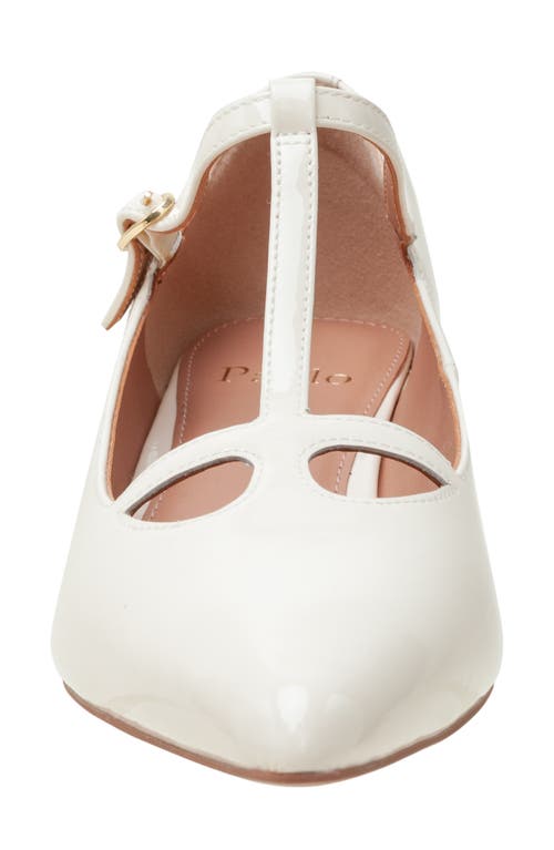 Linea Paolo Celia Pointed Toe T-strap Pump In White