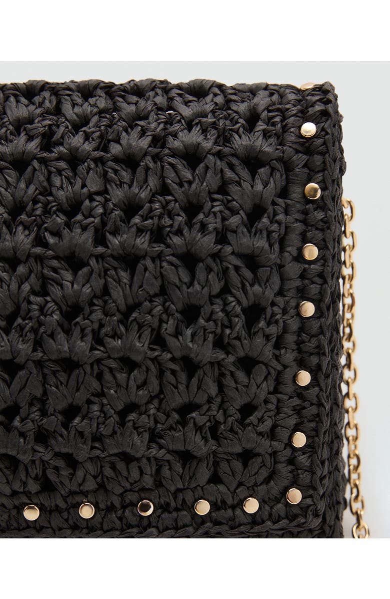 MANGO Woven Straw, Alternate, color, Black