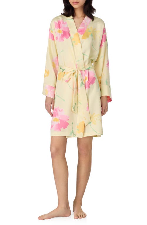 Ralph Lauren Lauren  Short Long Sleeve Robe In Yellow Floral