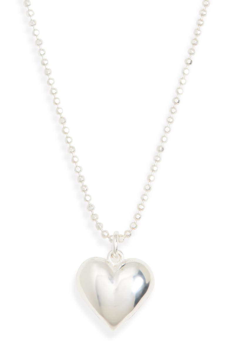 ARGENTO VIVO Puffy Heart Pendant Necklace, Main, color, Silver