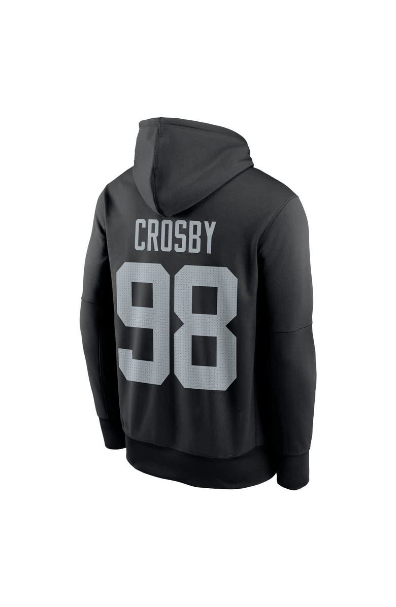Nike Men's Nike Maxx Crosby Black Las Vegas Raiders Player Name & Number Performance Pullover Hoodie, Alternate, color, Black