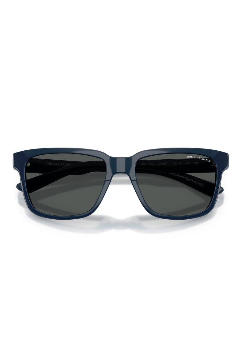 56mm Square Sunglasses, Alternate, color, SHINY NAVY BLUE / SMOKE