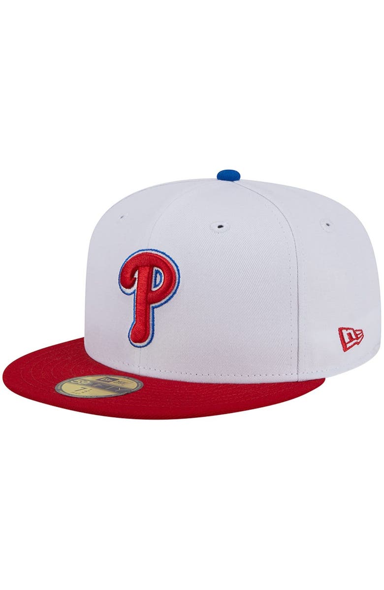 New Era Men's New Era White/Red Philadelphia Phillies Undervisor 59FIFTY Fitted Hat, Alternate, color,