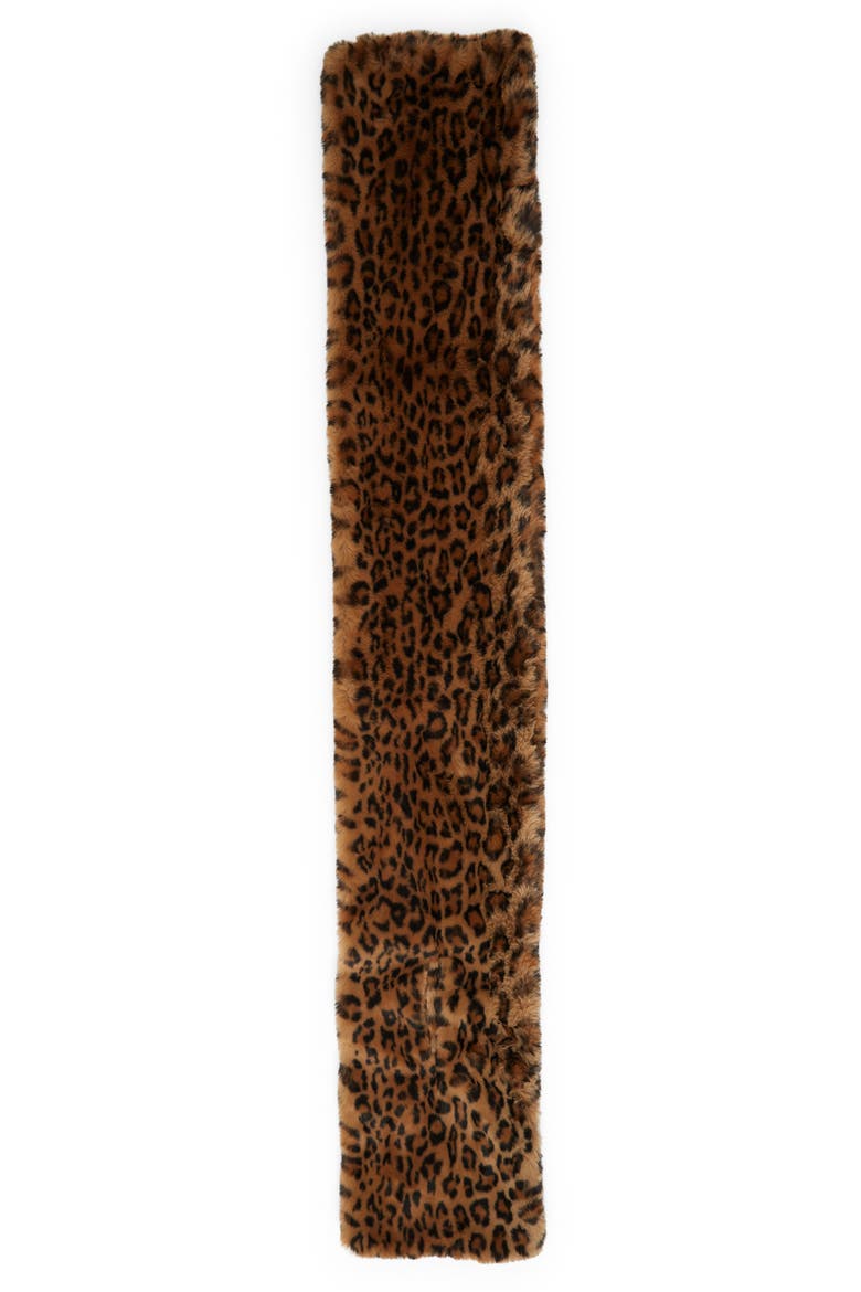 Bambi Leopard Spot Faux Fur Scarf, Alternate, color, LEOPARD