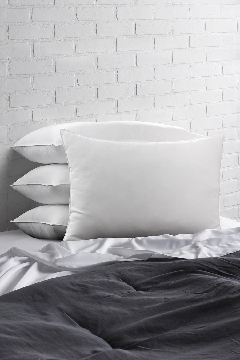 Cotton Blend Superior Down-Like Soft Stomach Sleeper Queen Pillow - Set of 4, Main, color, WHITE