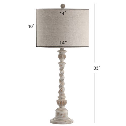 Jonathan Y Regent 33" Rustic Resin Led Table Lamp In White Wash