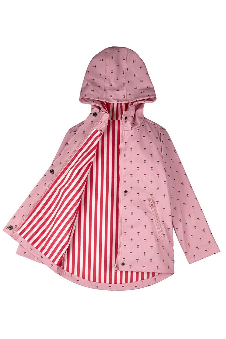 Lined Raincoat with Attached Storage Pouch, Alternate, color, Pink