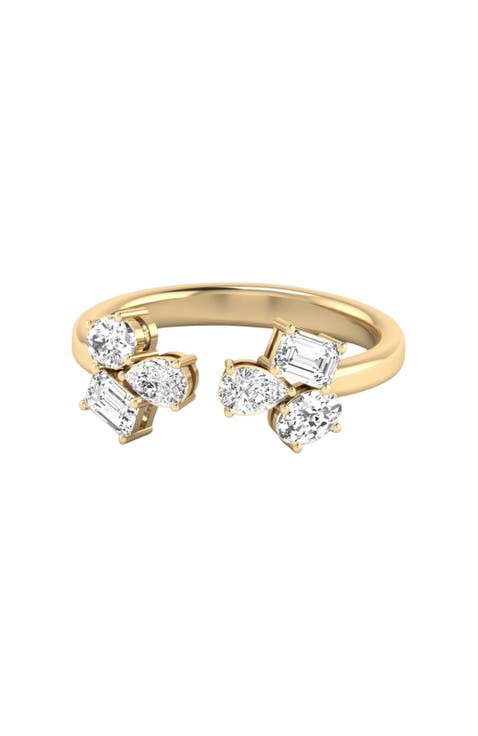 Open Multi Shape Cluster Lab Diamond Ring in 14K